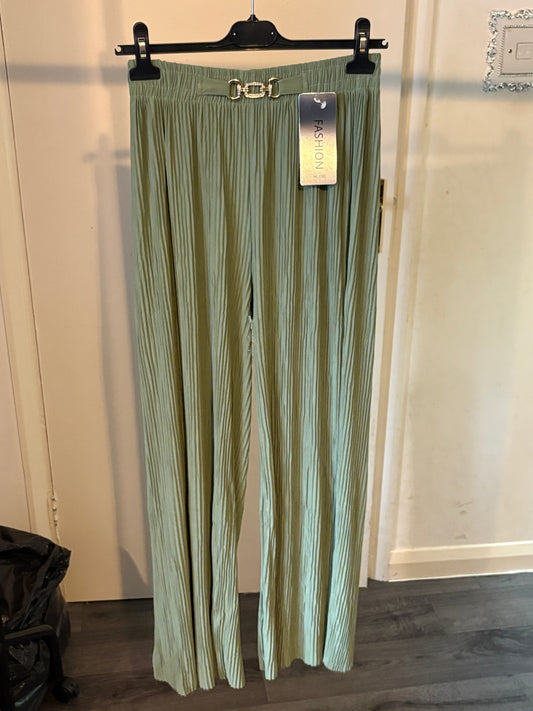 Buckle belt pleated trousers (6-18)